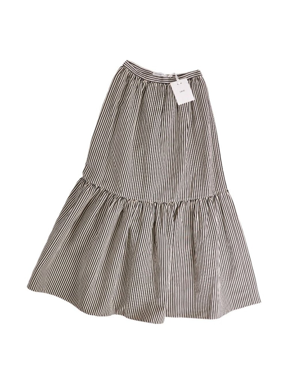 Dior Skirt Long Striped Linen Silk Black US 4